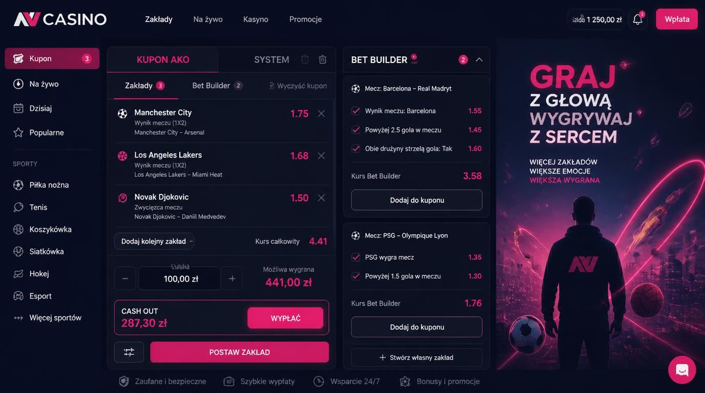 Obraz symbolizuje marzenie o wielkiej wygranej i możliwości kasyna Nv: kupon, Bet Builder, Cash Out.